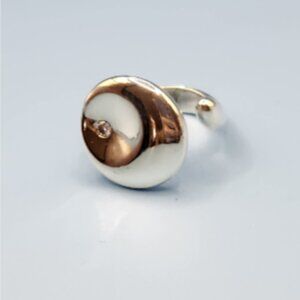 Tiffany & Co Elsa Peretti Diamond Thumb Print Round Ring Sterling Silver, Rare